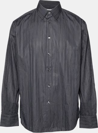 Versace Collection Black Pin Stripe Cotton Business Fit Shirt