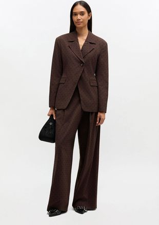 Ganni Flock Check Cross-over Trousers - Size 34 Brown