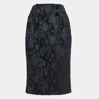 Emporio Armani Black Floral Jacquard Midi Skirt