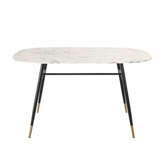 Maisons du monde Mesa de comedor de vidrio templado efecto m&aacute;rmol para 4 personas L.140 cm