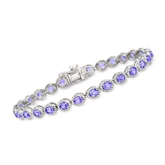 Ross-Simons Tanzanite and. Diamond Tennis Bracelet in Sterling Silver