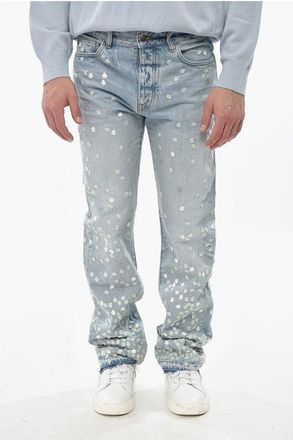 Amiri Jeans with All-Over Floral Embroidery and 21cm Frayed Hem size 30