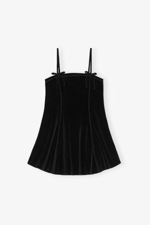 Ganni Black Velour Mini Dress - Size XXS Organic Cotton