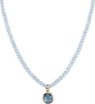 Jewelmak 14K Blue Topaz, Swiss Blue Topaz Necklace