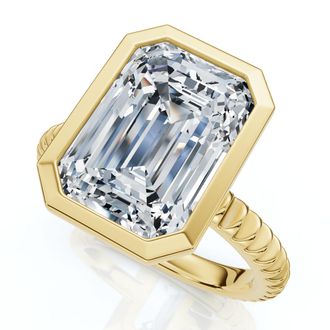 Pompeii3 Certified 4Ct Bezel Solitaire Diamond Engagement Ring 14k Gold Lab Grown