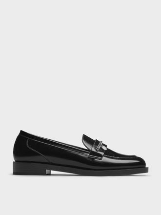 Charles & Keith Braided-Chain Metallic-Accent Loafers