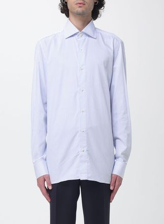 Borrelli Napoli Luciano Long-Sleeve Striped Cotton Shirt with French Collar