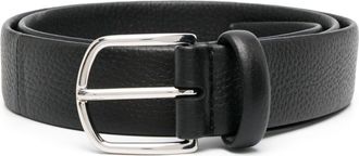 Canali engraved-logo buckle belt - men - Calf Leather - 95 - Black