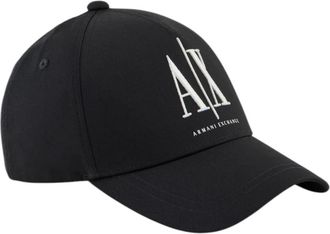 A|X Armani Exchange Zwarte Bedrukte Katoenen Pet met Gesp - Heren - Petten - Zwart - ONE Size - Katoen - Accessoires