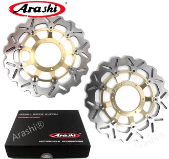 OEM Disco De Freno, Dise&ntilde;o Flotante Cnc, Compatible Con M&uacute;ltiples Modelos De Veh&iacute;culos, 2 Piezas, Color Dorado