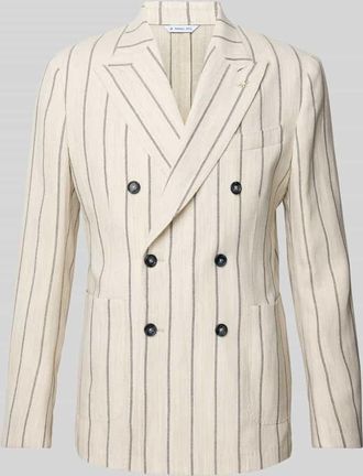 Manuel Ritz Regular Fit Sakko aus Leinen-Mix mit Eingrifftaschen in Offwhite, Gr&ouml;&szlig;e 56