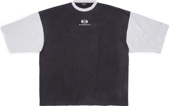 Balenciaga 3/4 Sleeve Logo T-Shirt Washed Black Heather Grey 699190TMVC81208