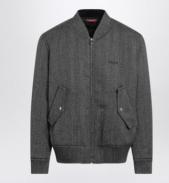 Gucci Reversible Bomber Jacket In Black/White Mouliné