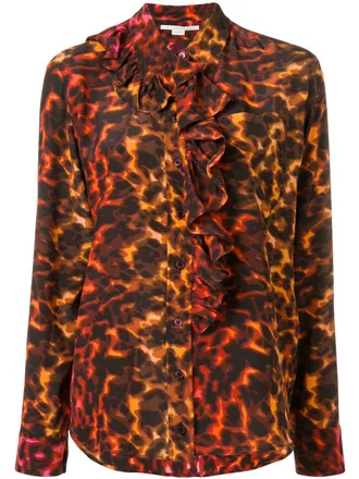 Stella McCartney ruffled blouse - women - Silk - 36 - Brown