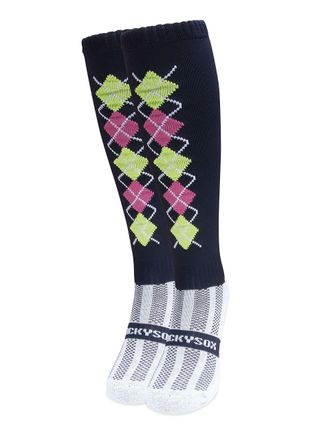 Wackysox Diamond Navy Knee Length Sports Socks, Equestrian Socks, Horse Riding Socks