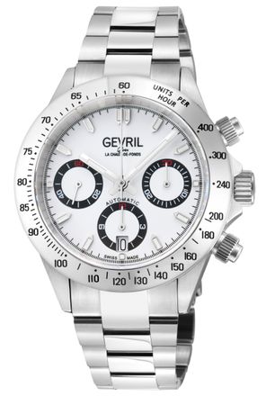 Gevril Group Mens New Amsterdam 44606B Swiss Automatic ETA 7750 White Dial Special Edition Watch - Silver - One Size
