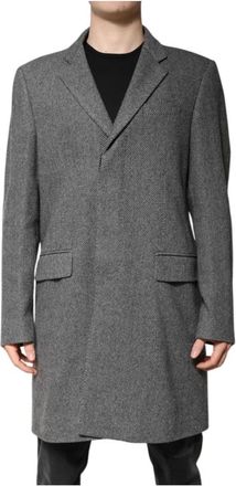Dolce & Gabbana Grijze Wollen Trenchcoat met Peak Revers - Heren - Mantel - Grijs - XL - Wol - Jassen