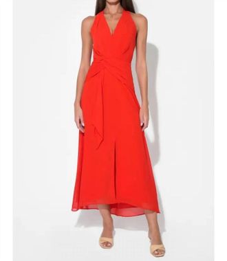Adelyn Rae Jessika Halter Midi Dress In Red Orange