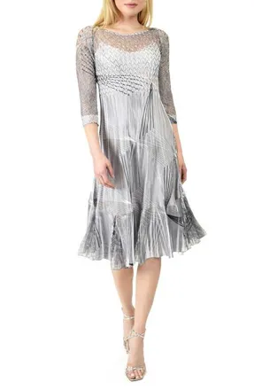 Komarov Charmeuse & Lace Dress in Graphic Diamond at Nordstrom, Size Medium
