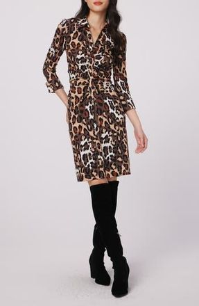 Diane Von F&uuml;rstenberg Sheska Animal Print Ruched Shirtdress in Jungle Cat Sm at Nordstrom Rack, Size 2
