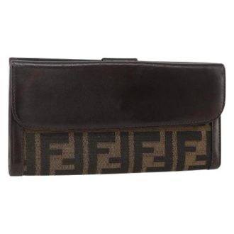 Fendi Pre-owned Wallets, female, Black, Size: ONE SIZE Pre-owned Zucca Canvas Long Wallet