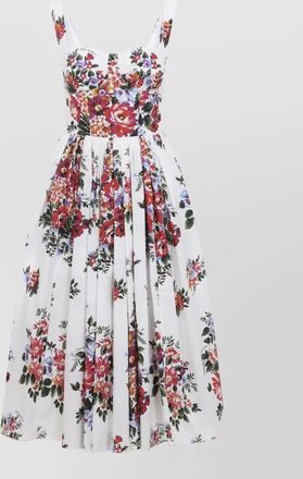 Dolce & Gabbana cotton floral-print sweetheart-neck midi dress
