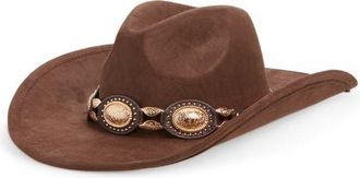 Tasha Western Cowboy Hat with Concho Leather Band in Chocolate Brown at Nordstrom