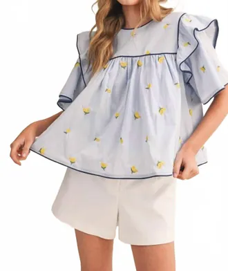 Merci Springtime Lemonade Top In Blue