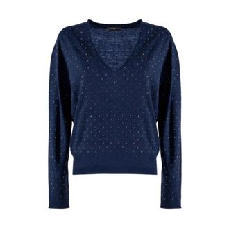 Nenette Maglia con micro strass - Knitwear - Mujer - Azul - XL
