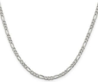 Diamond2Deal Sterling Silver 3mm Flat Figaro Chain Necklace