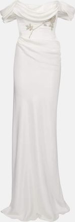 Clio Peppiatt Abito bustier Paloma in raso con perline