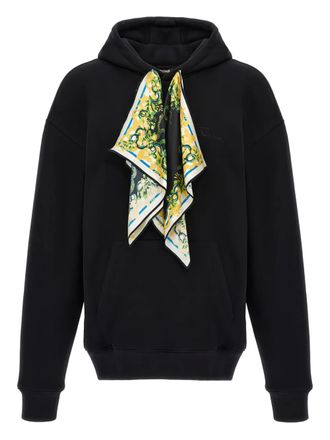 Roberto Cavalli attached-scarf hoodie - Black