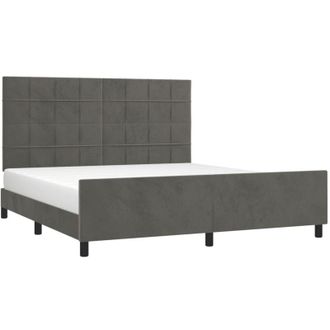 vidaXL Vidaxl - Estructura Cama Con Cabecero Terciopelo Gris Oscuro 180x200 Cm
