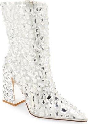 Azalea Wang Agave Embellished Pointed Toe Bootie in Silver at Nordstrom Rack, Size 7.5