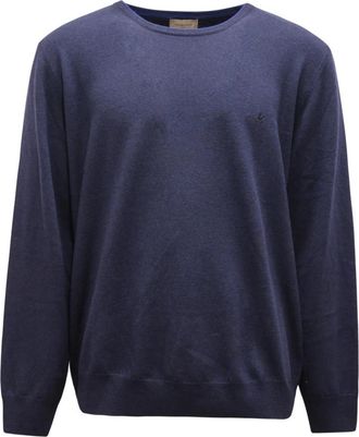 Brooksfield Wollen Trui Made in Italy - Heren - Ronde hals truien - Blauw - 4XL - Wol - Truien & Vesten