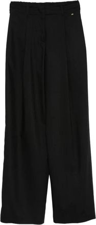 Herno Pleated Broeken - Dames - Wijde Broeken - Zwart - S - Leer - Broeken