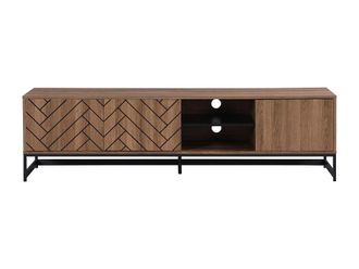 VENTE-UNIQUE.COM Mueble bajo de TV efecto madera negro, color natural oscuro