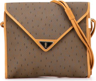 Saint Laurent Pre-owned Womens Patterned Crossbody Bag Ysl Logo - Tan - One Size