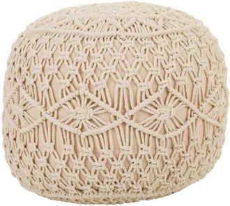 Wanderlust Deco Puff De Algod&oacute;n Trenzado Color Crema 50x50x30