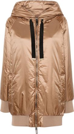 Max Mara hooded parka coat - women - Polyester/Polyester/Polyamide/Virgin Wool/Elastane - 38 - Brown