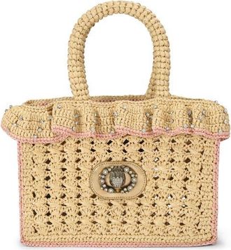 Kurt Geiger Ruffle Woven Tote in Open Beige at Nordstrom