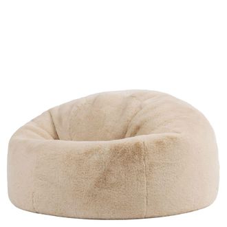 Icon Brand Puf cl&aacute;sico de piel sint&eacute;tica de conejo lujoso, beige