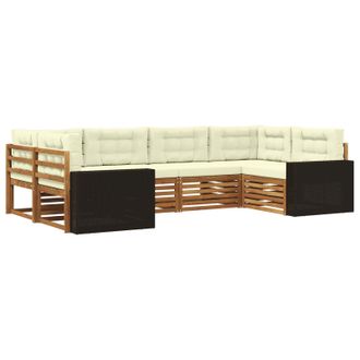 vidaXL Conjunto De Sof&aacute;s De Exterior Con Coj&iacute;n 6 Pcs Natural Y Crema Vidaxl