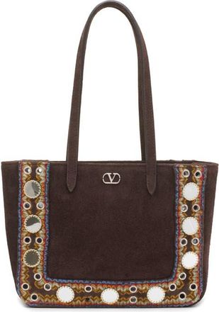 Valentino Garavani Mini Nellcôte Suede Tote Bag in Multicolor/Testa Di Moro at Nordstrom
