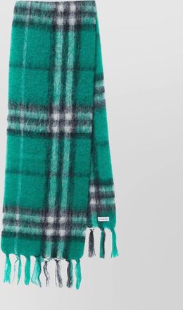 Burberry wool and mohair plaid scarf with fringes