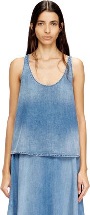 Diesel Top in lightweight stonewashed denim - Tops - Woman - Blue