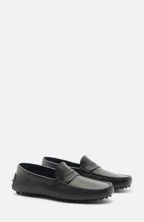 Scarosso Michael Driving Shoes in Black - Calf at Nordstrom, Size 41.5