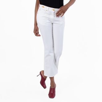 Versace White Cropped Flared Jeans, Size 27