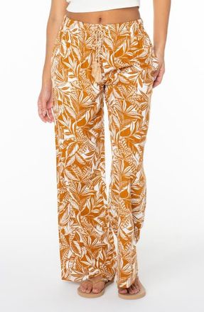 Roxy Hana Tropical Print Drawstring Pants in Cathay Spice at Nordstrom, Size Medium