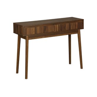 Sweeek Consola con efecto madera de 2 cajones, 100cm, madera oscura